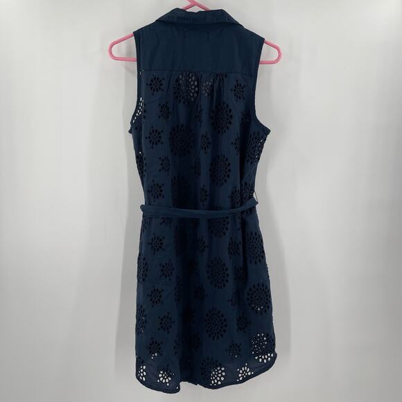 NEW MICHAEL STARS Dress Size Small Bernadette Navy Eyelet Cotton Shirtdress NWOT - Picture 4 of 16